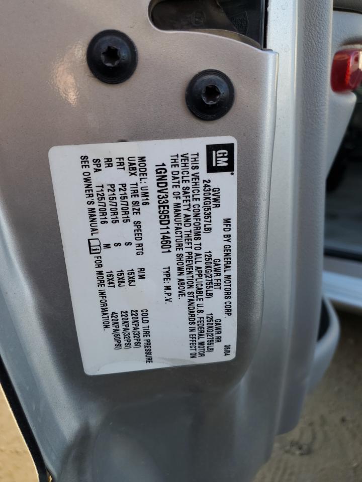 2005 Chevrolet Venture Lt VIN: 1GNDV33E95D114601 Lot: 73258614