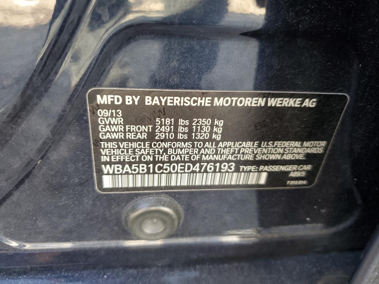 WBA5B1C50ED476193 2014 BMW 535 I