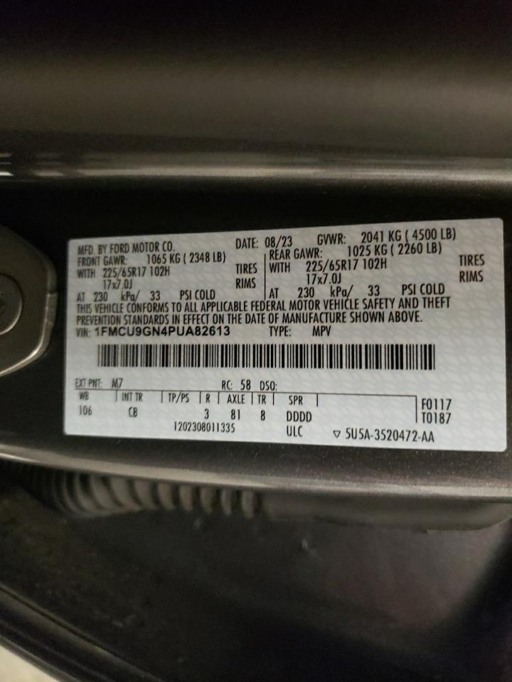 2023 Ford Escape Active VIN: 1FMCU9GN4PUA82613 Lot: 78549634