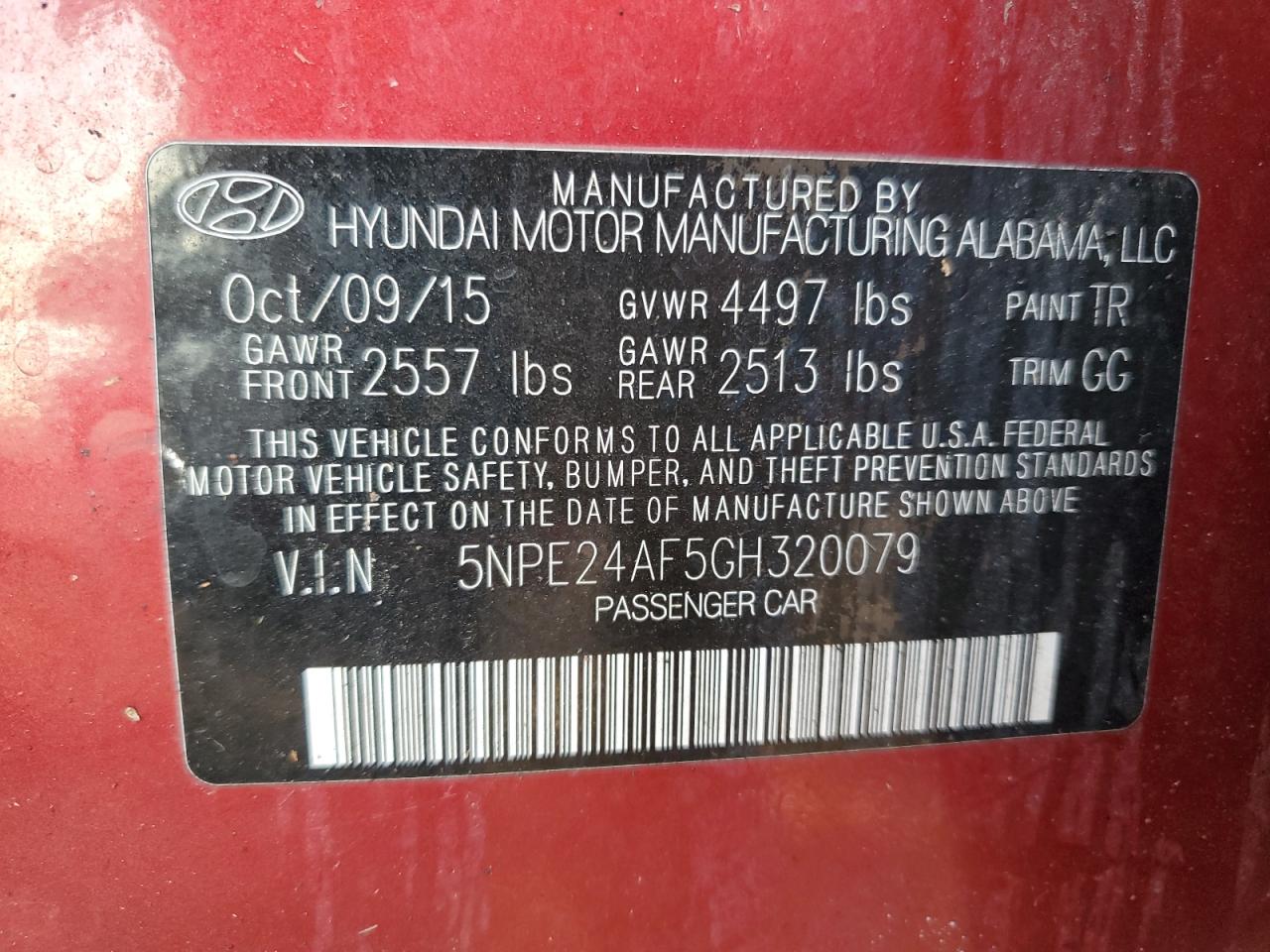 5NPE24AF5GH320079 2016 Hyundai Sonata Se