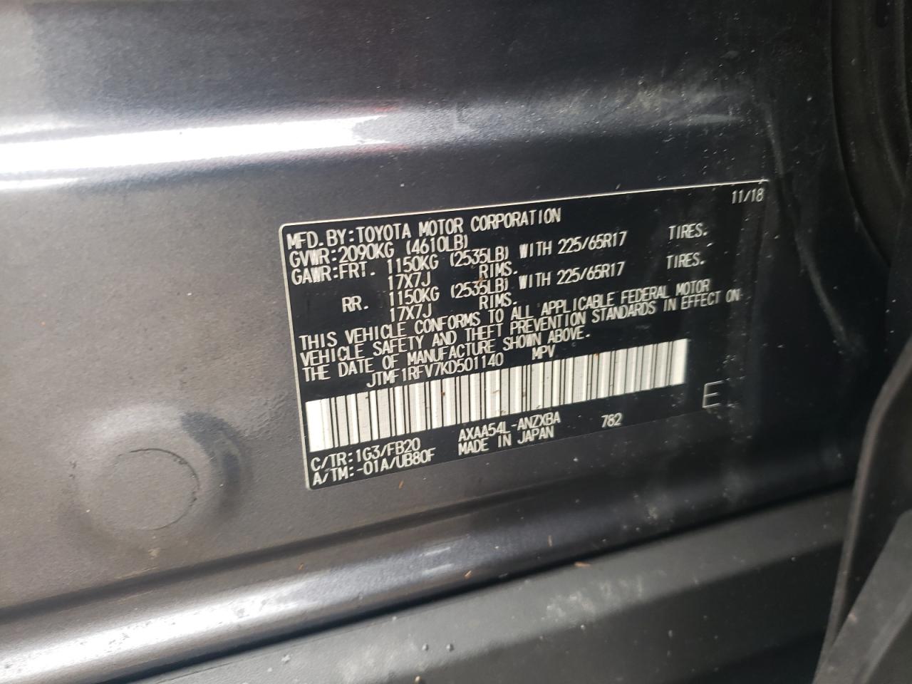 JTMF1RFV7KD501140 2019 TOYOTA RAV 4 - Image 13