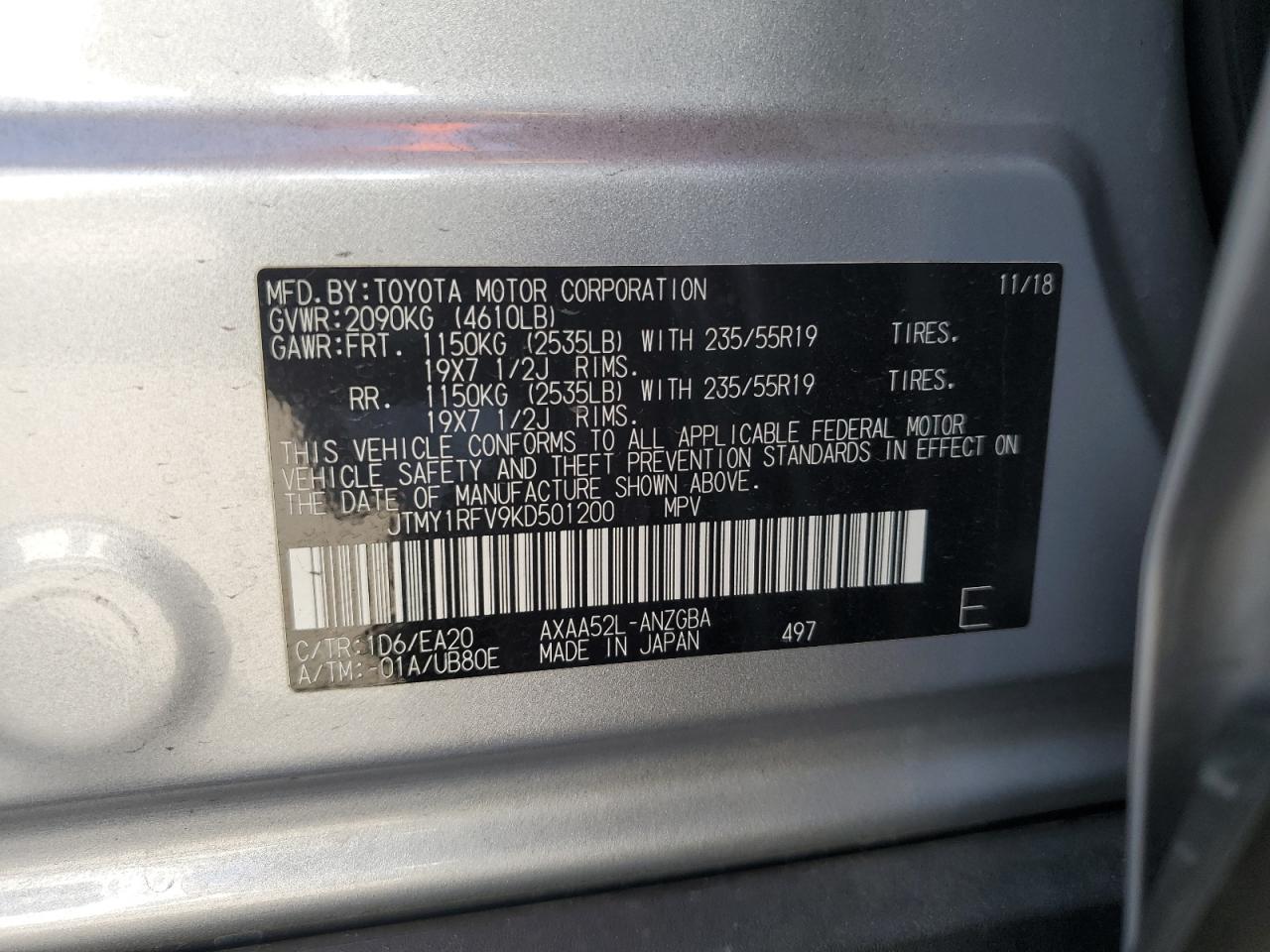 JTMY1RFV9KD501200 2019 TOYOTA RAV 4 - Image 13