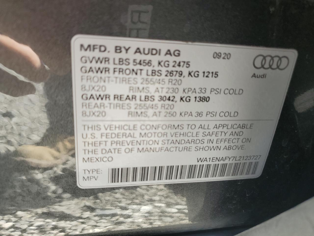 WA1ENAFY7L2123727 2020 AUDI Q5 - Image 13