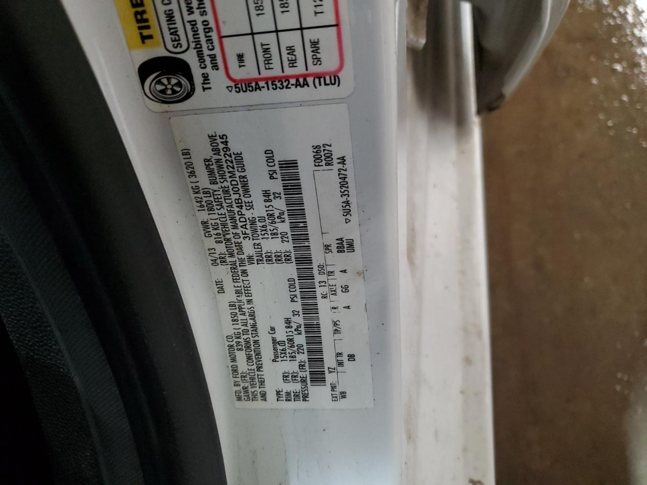 2013 Ford Fiesta Se VIN: 3FADP4BJ0DM222945 Lot: 75879344