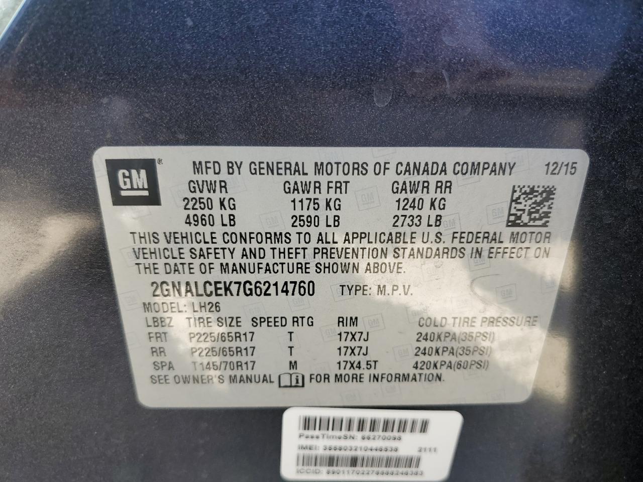 VIN 2GNALCEK7G6214760 2016 CHEVROLET EQUINOX no.13