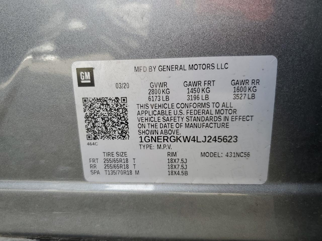 1GNERGKW4LJ245623 2020 CHEVROLET TRAVERSE - Image 15