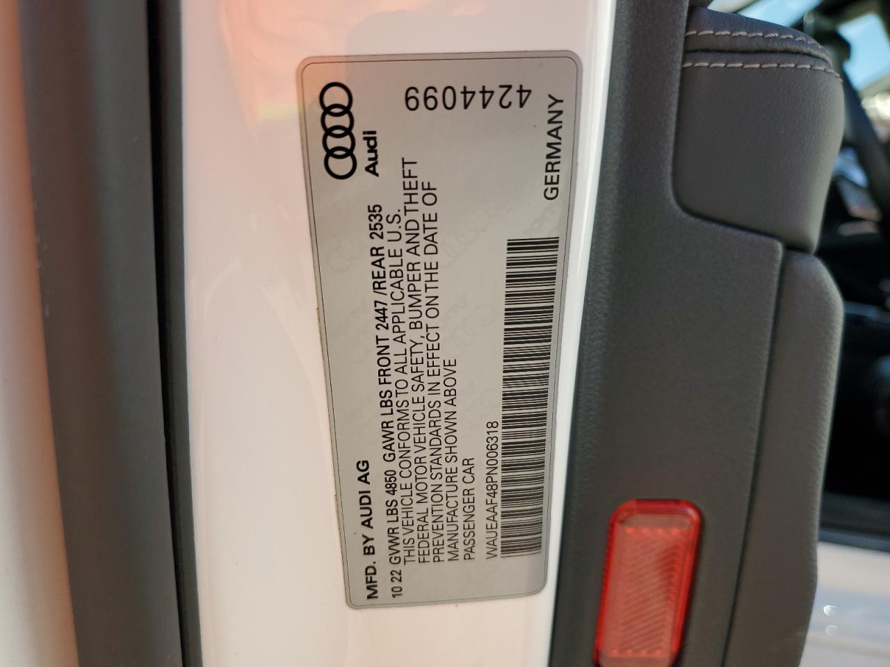 2023 Audi A4 Premium Plus 45 VIN: WAUEAAF48PN006318 Lot: 77648244