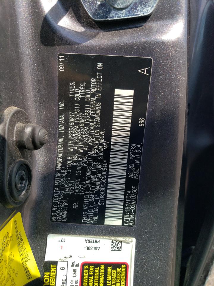 5TDKA3DC5CS009404 2012 Toyota Sienna Base