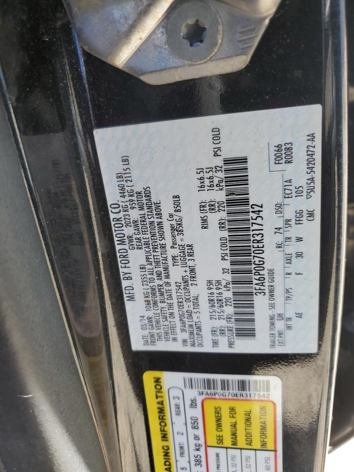 VIN 3FA6P0G70ER317542 2014 FORD FUSION no.12