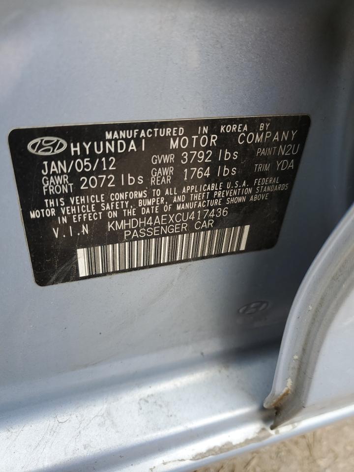 2012 Hyundai Elantra Gls VIN: KMHDH4AEXCU417436 Lot: 78301804