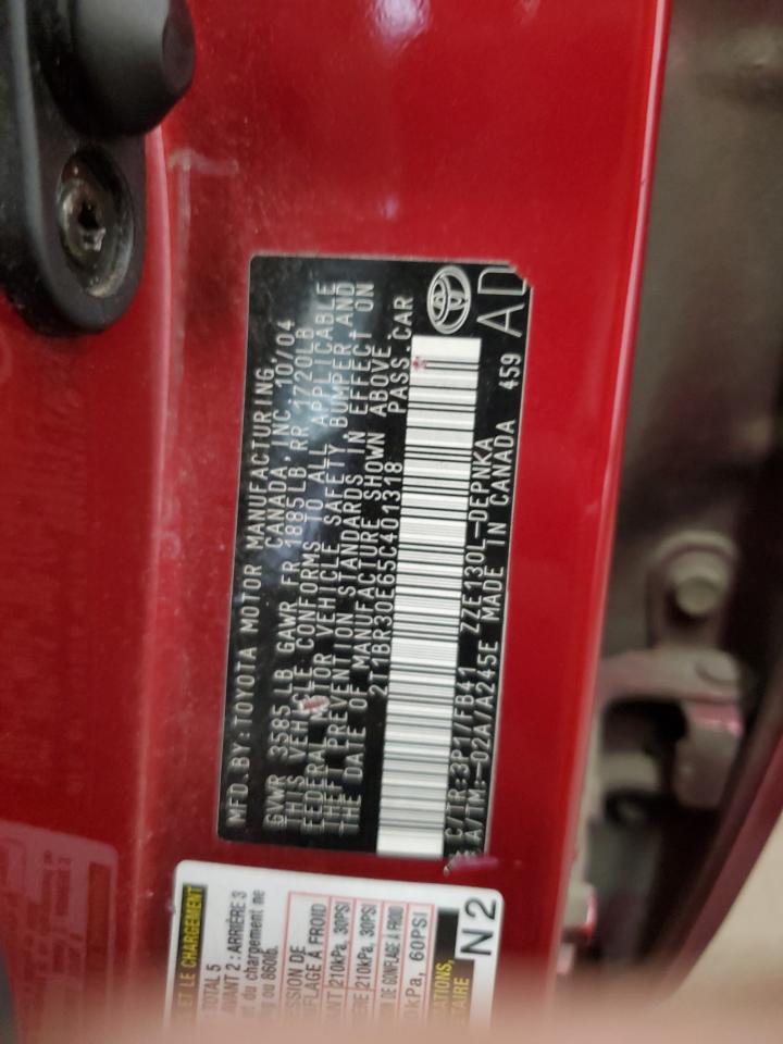 2005 Toyota Corolla Ce VIN: 2T1BR30E65C401318 Lot: 77965854