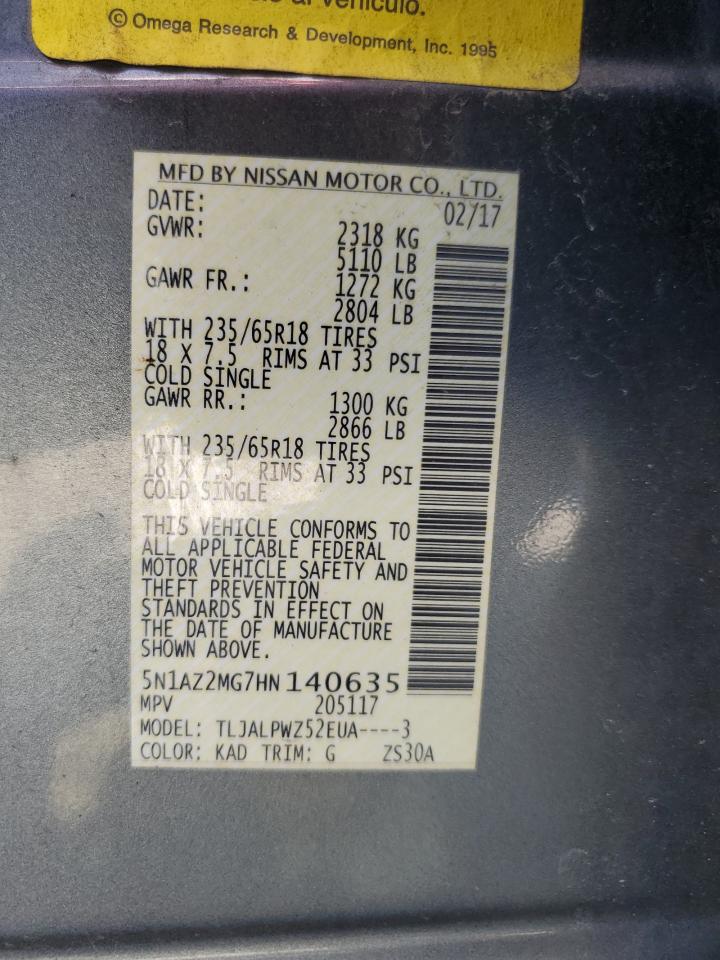 5N1AZ2MG7HN140635 NISSAN MURANO 2017