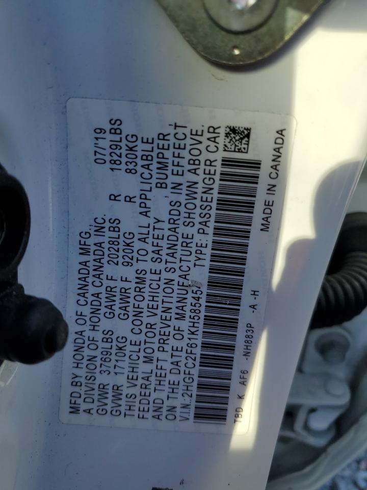 2HGFC2F61KH585454 2019 Honda Civic Lx