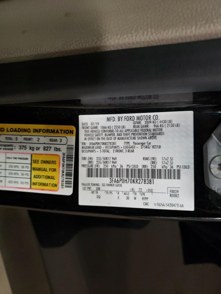 3FA6P0H70KR278381 2019 FORD FUSION - Image 12