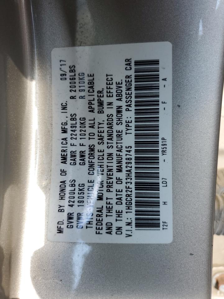 1HGCR2F33HA298745 2017 Honda Accord Lx