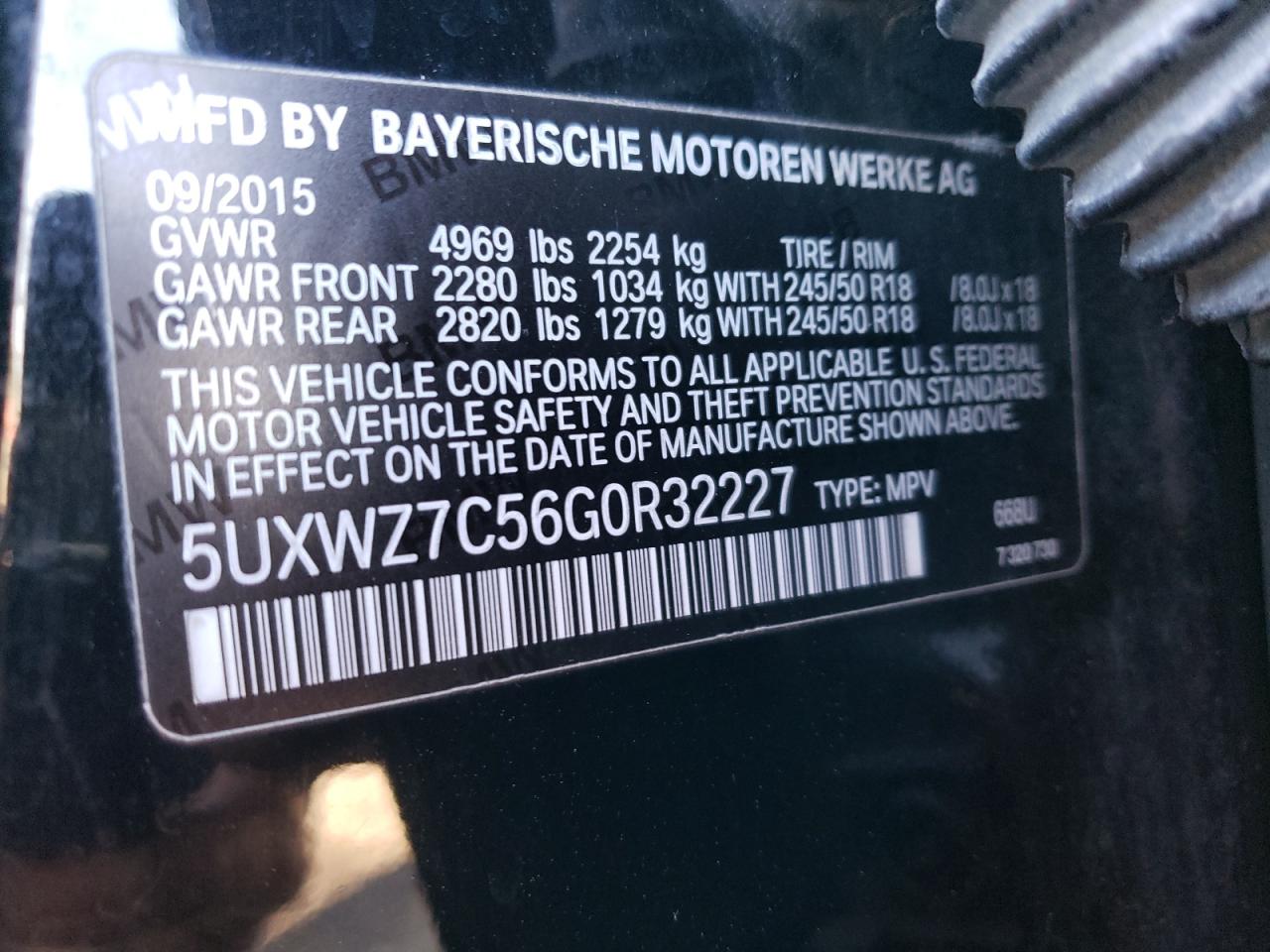 5UXWZ7C56G0R32227 2016 BMW X3 Sdrive28I