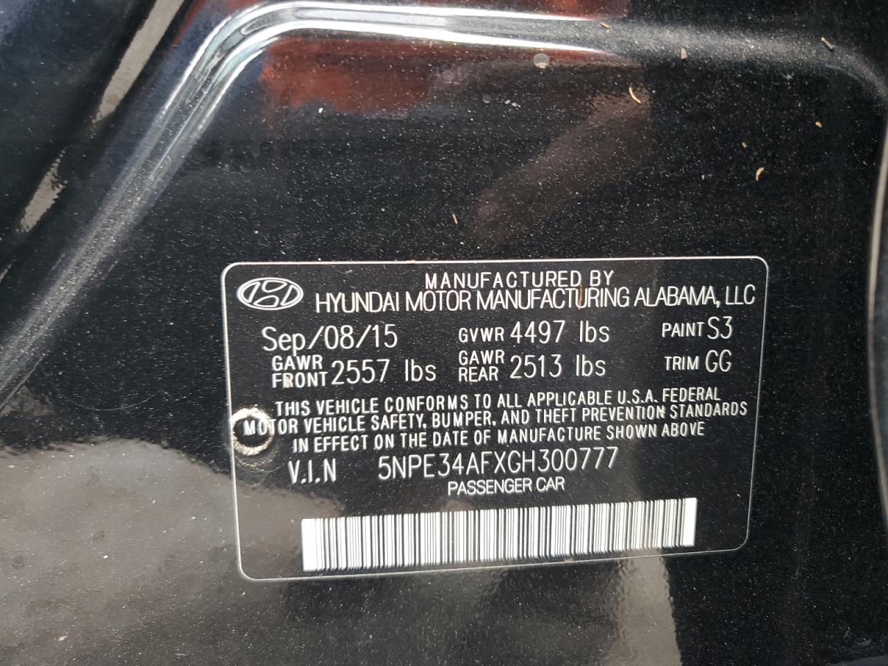 5NPE34AFXGH300777 2016 Hyundai Sonata Sport