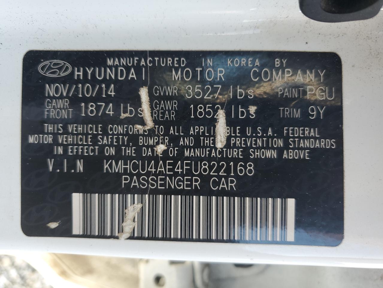 2015 Hyundai Accent Gls VIN: KMHCU4AE4FU822168 Lot: 78412274