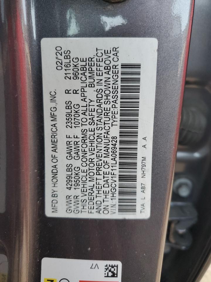 VIN 1HGCV1F11LA069428 2020 HONDA ACCORD no.12