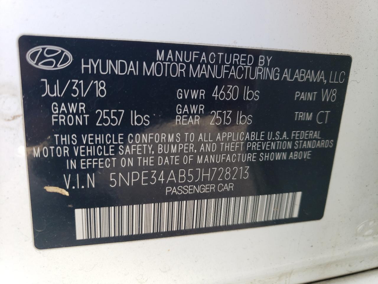 5NPE34AB5JH728213 2018 Hyundai Sonata Sport