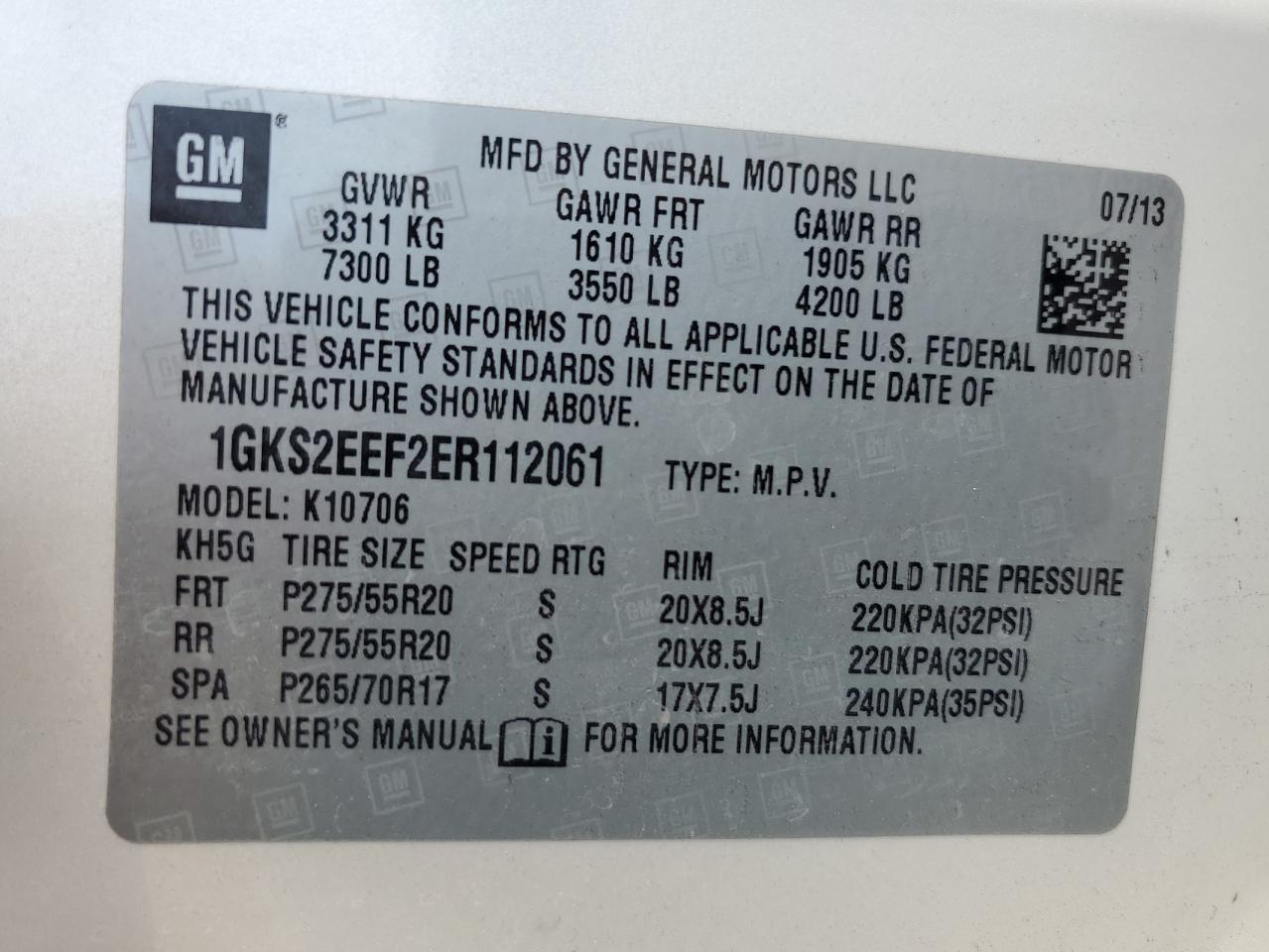 1GKS2EEF2ER112061 2014 GMC Yukon Denali