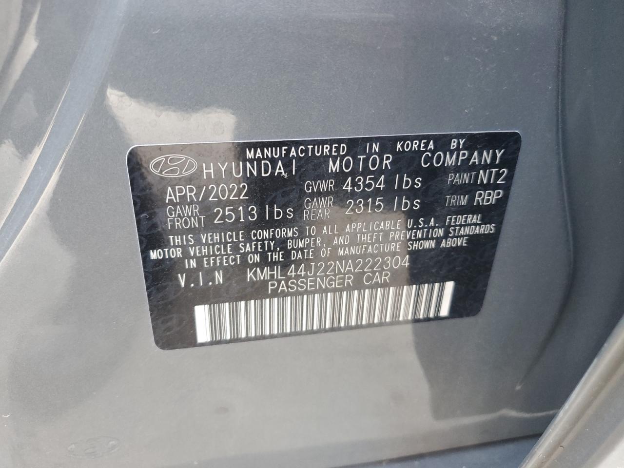 2022 Hyundai Sonata Sel Plus VIN: KMHL44J22NA222304 Lot: 73629834