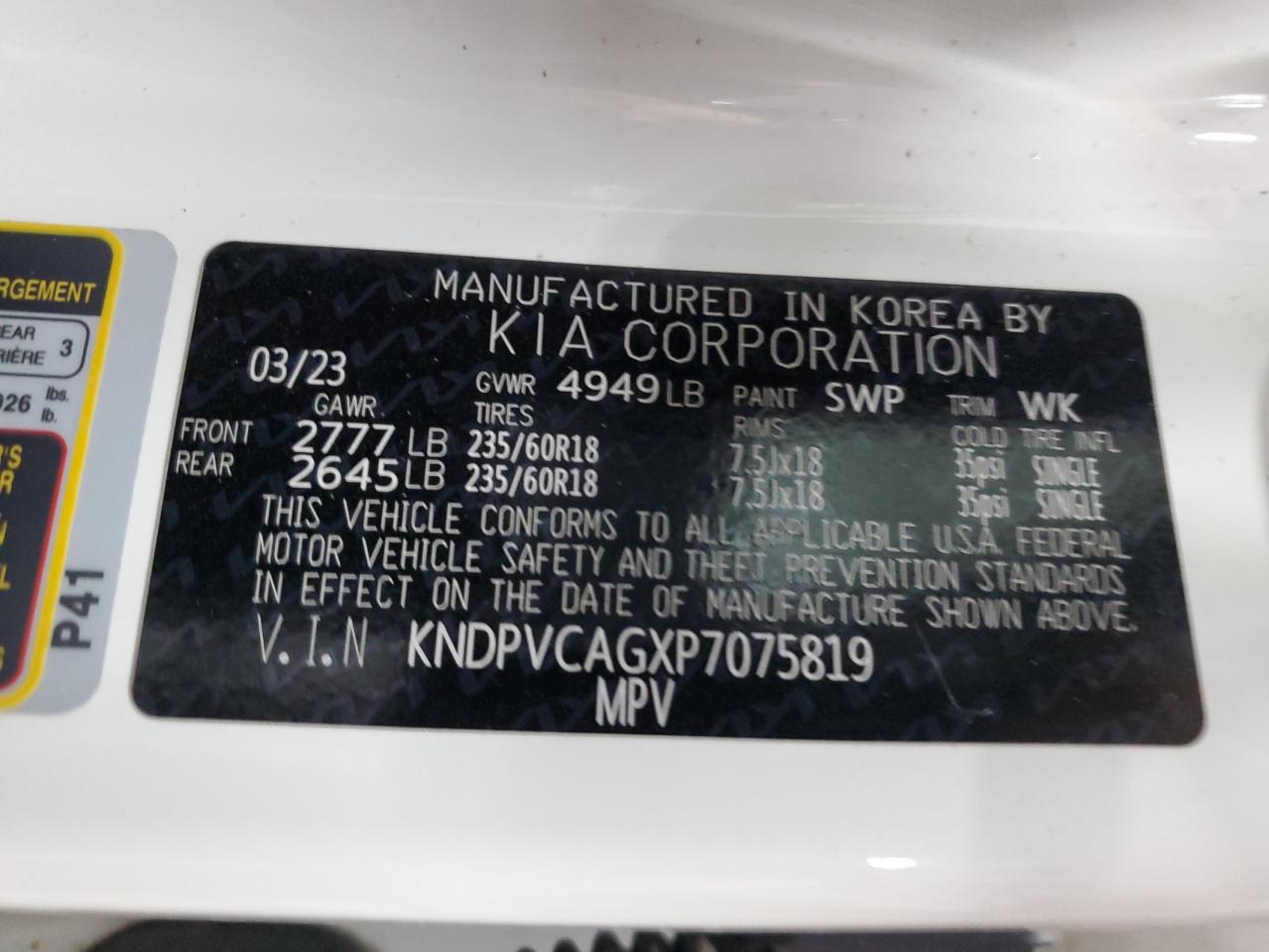 2023 Kia Sportage Ex VIN: KNDPVCAGXP7075819 Lot: 75836764