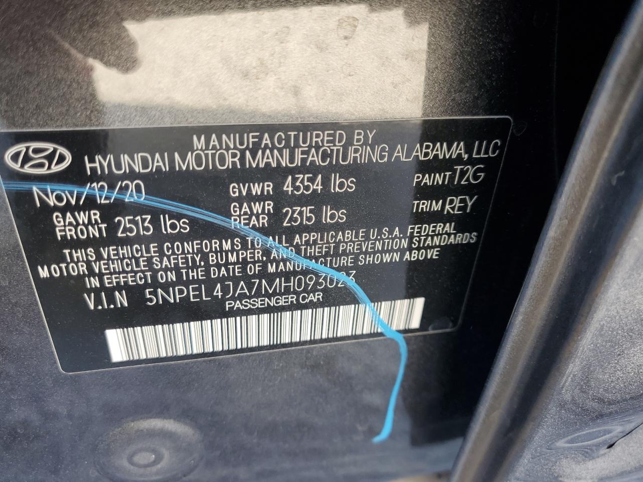 2021 Hyundai Sonata Sel VIN: 5NPEL4JA7MH093023 Lot: 76864764