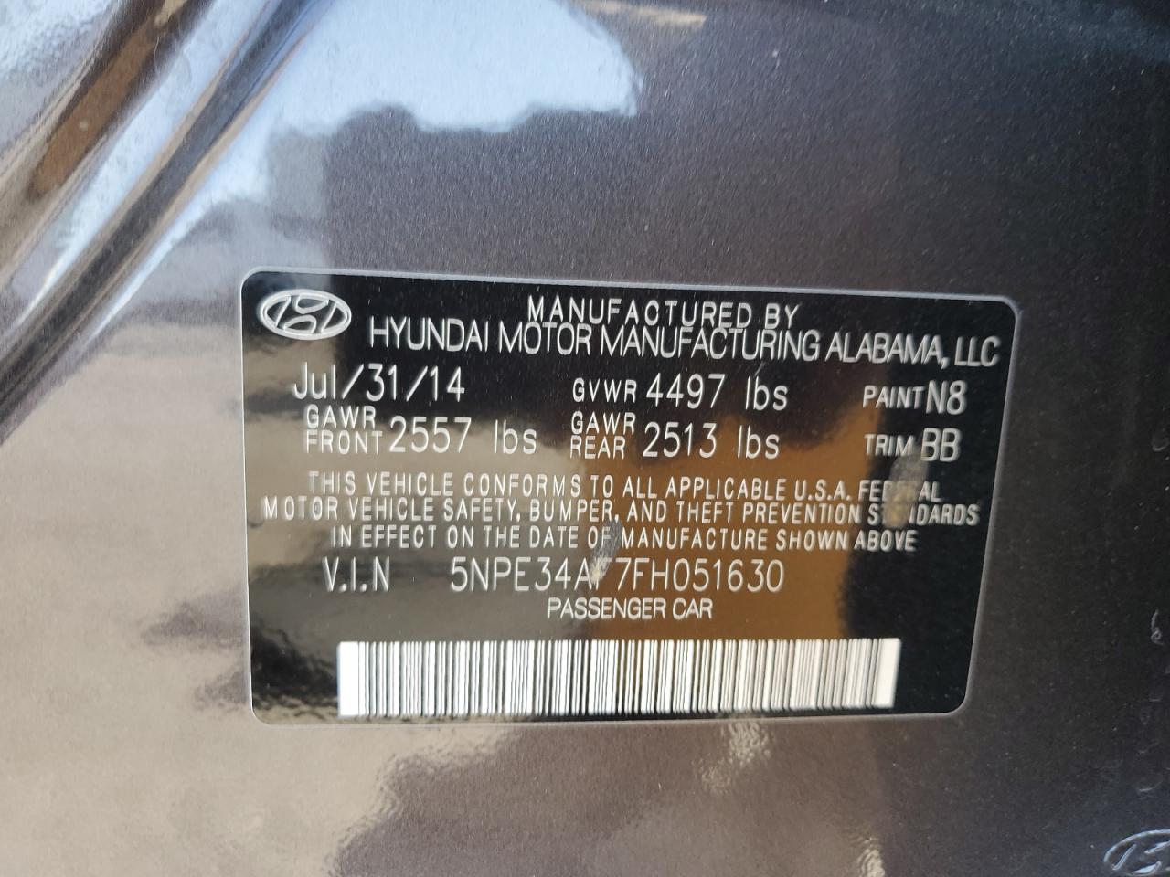 5NPE34AF7FH051630 2015 Hyundai Sonata Sport