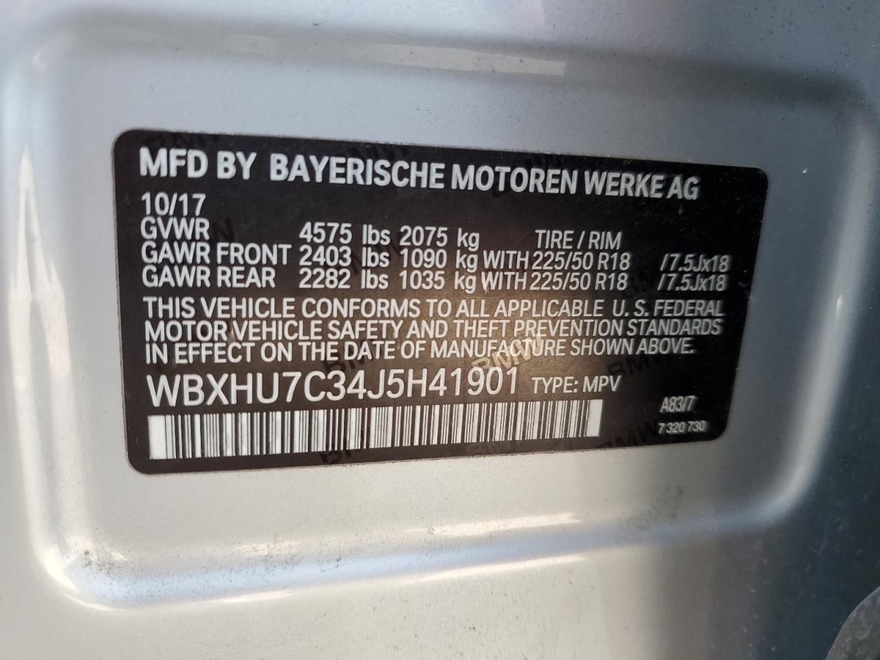 WBXHU7C34J5H41901 2018 BMW X1 Sdrive28I