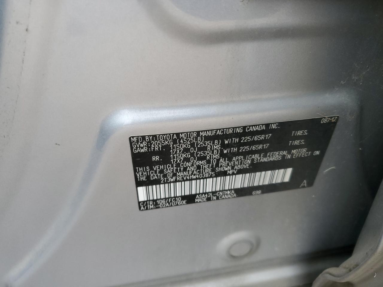 2T3WFREV4HW403875 2017 TOYOTA RAV 4 - Image 12