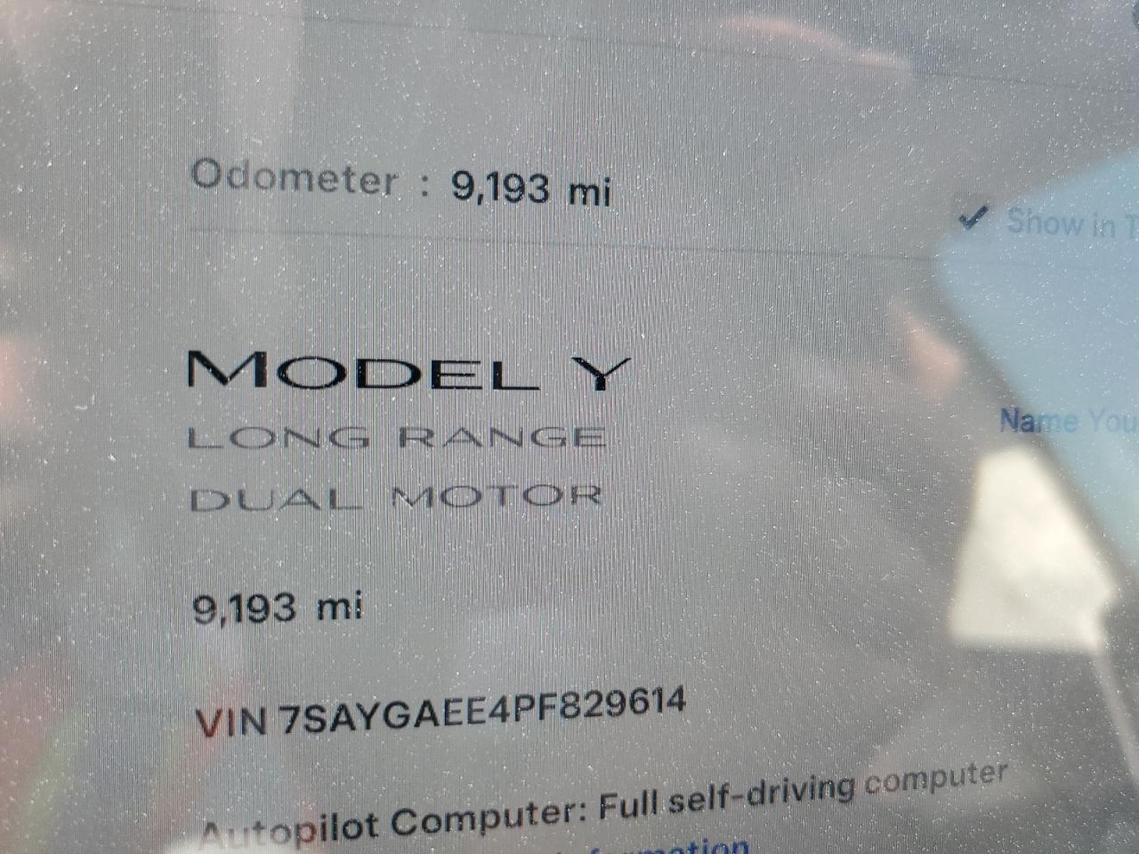 2023 Tesla Model Y VIN: 7SAYGAEE4PF829614 Lot: 78524364