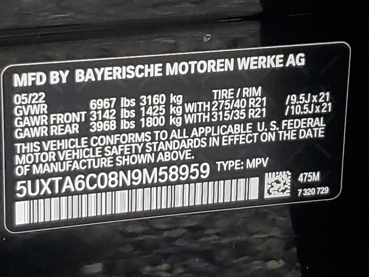 2022 BMW X5 xDrive45E VIN: 5UXTA6C08N9M58959 Lot: 76087954