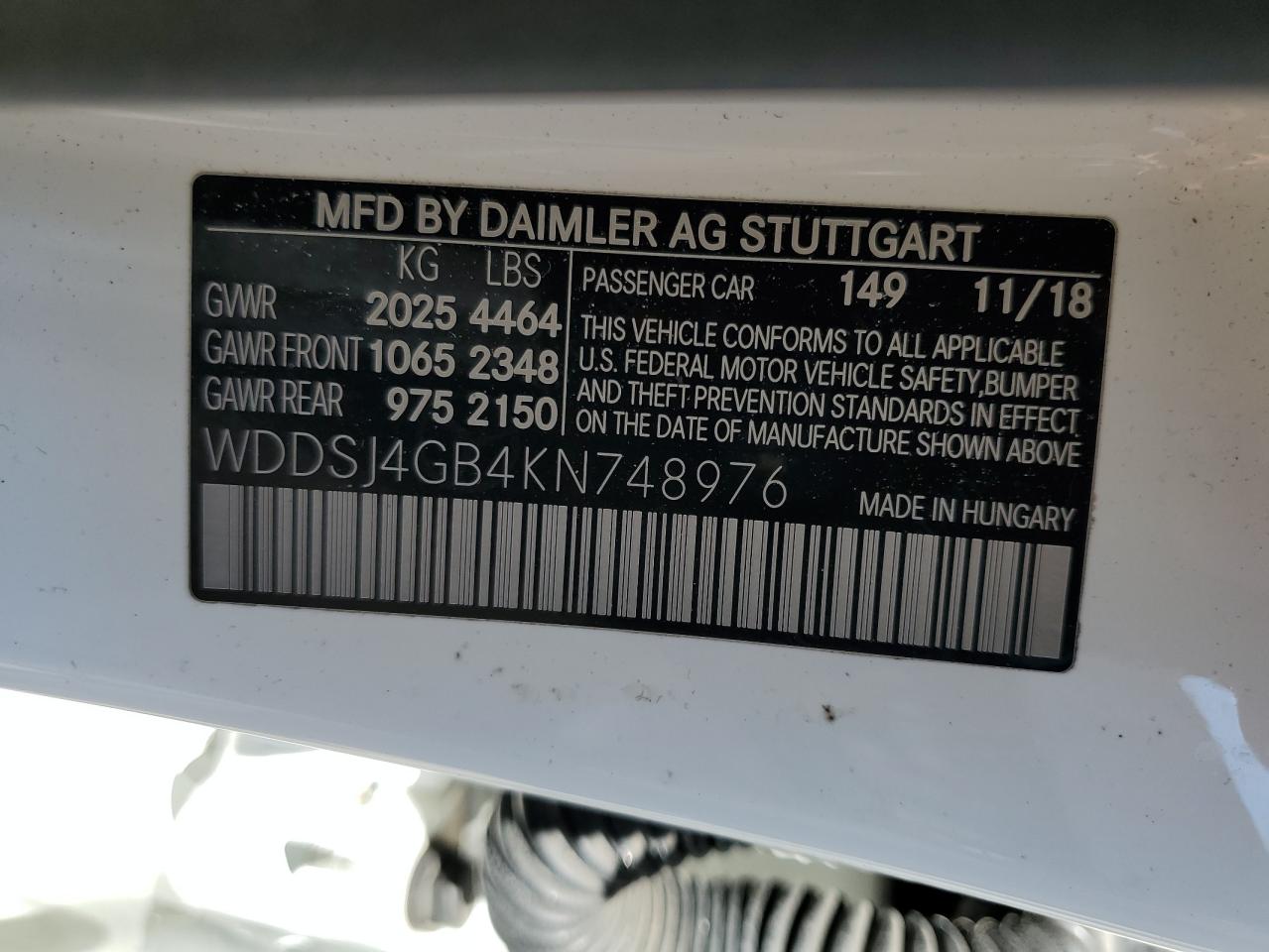 WDDSJ4GB4KN748976 2019 Mercedes-Benz Cla 250 4Matic