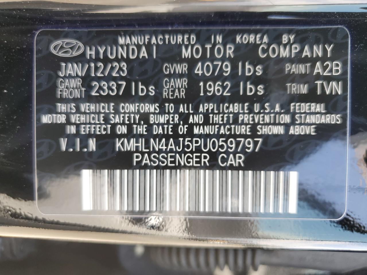 KMHLN4AJ5PU059797 2023 Hyundai Elantra Limited