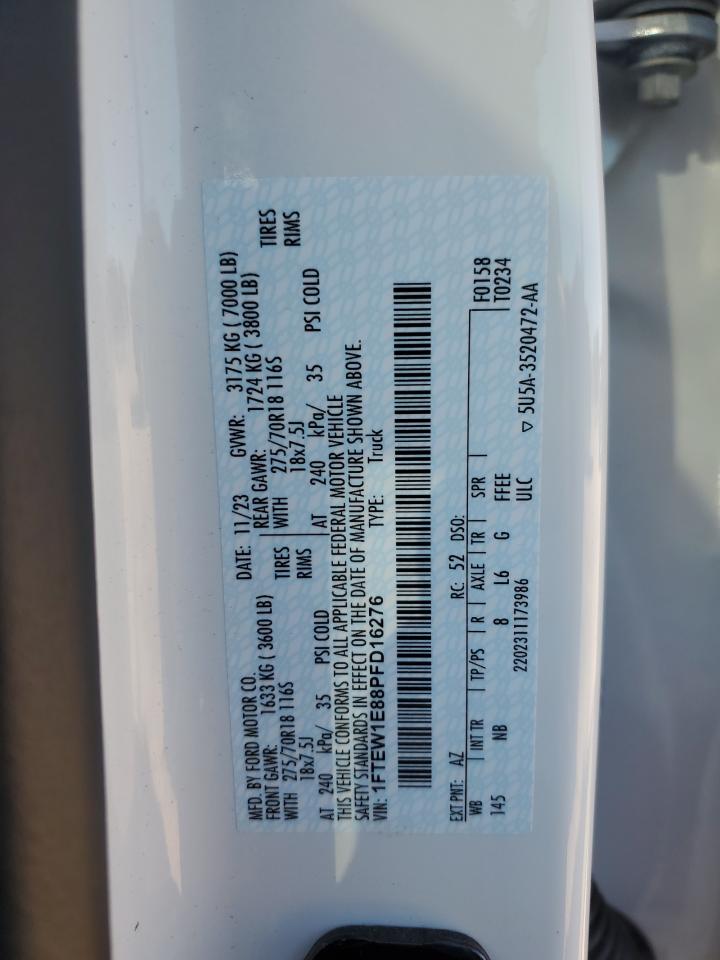 2023 Ford F150 Supercrew VIN: 1FTEW1E88PFD16276 Lot: 76283164