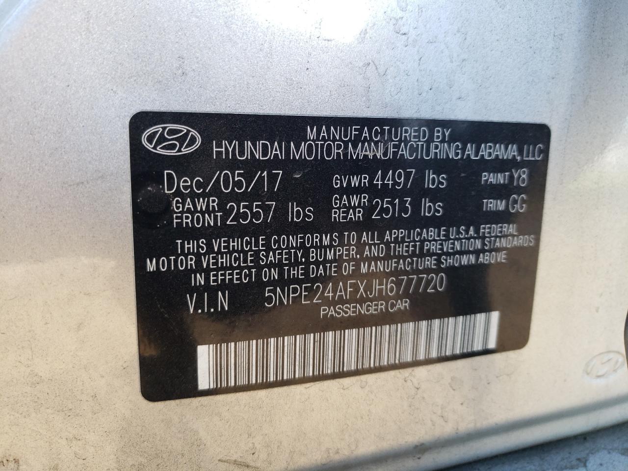 5NPE24AFXJH677720 2018 Hyundai Sonata Se