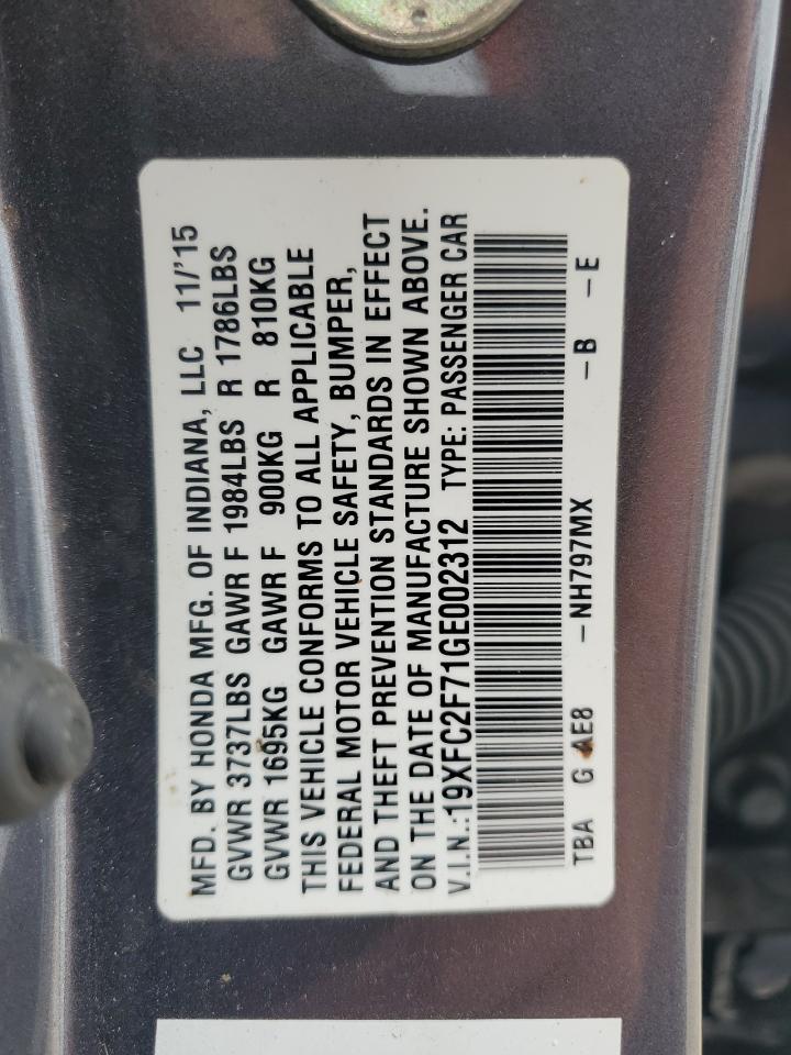 19XFC2F71GE002312 2016 HONDA CIVIC - Image 13