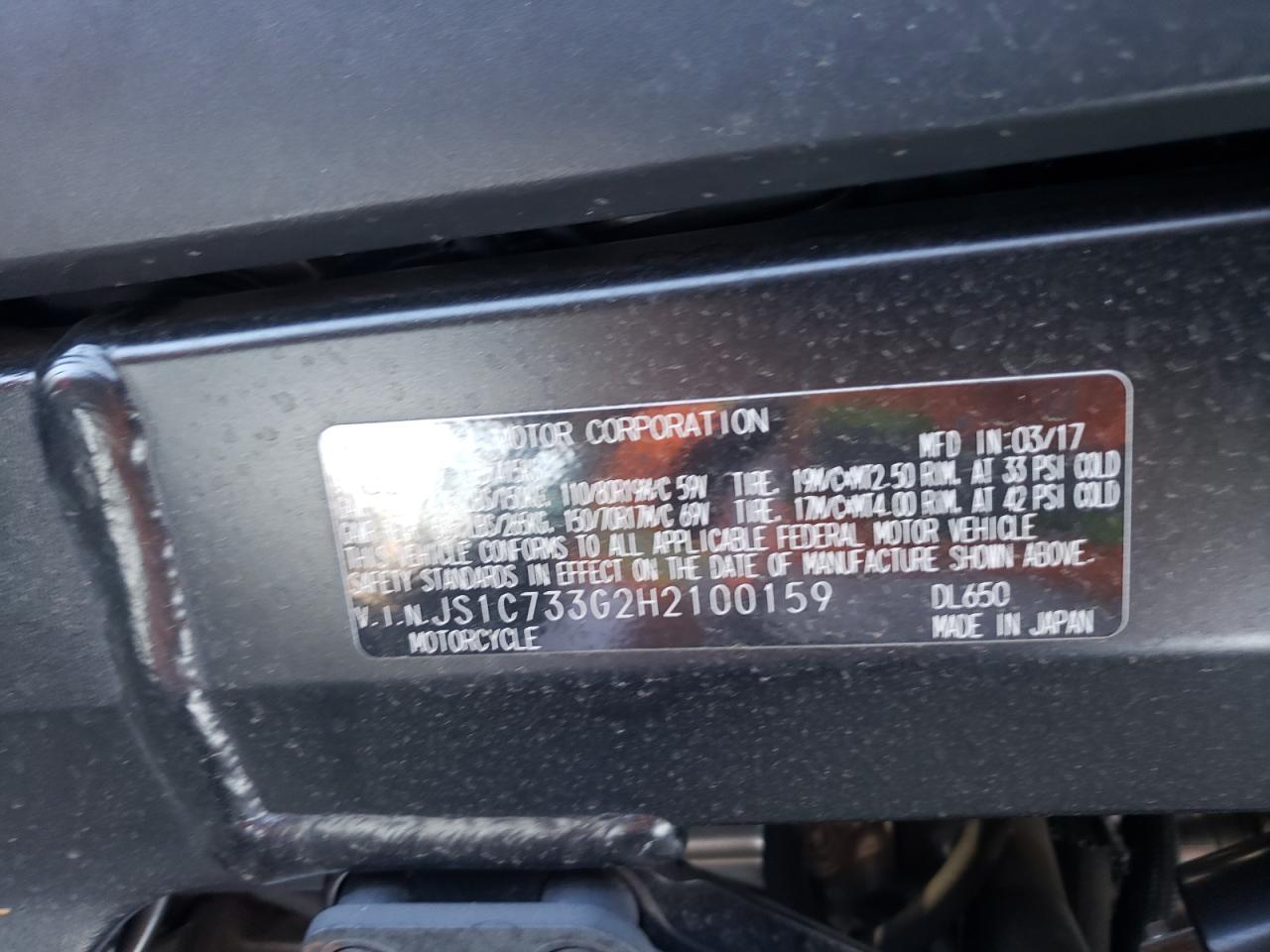 JS1C733G2H2100159 2017 Suzuki Dl650 A