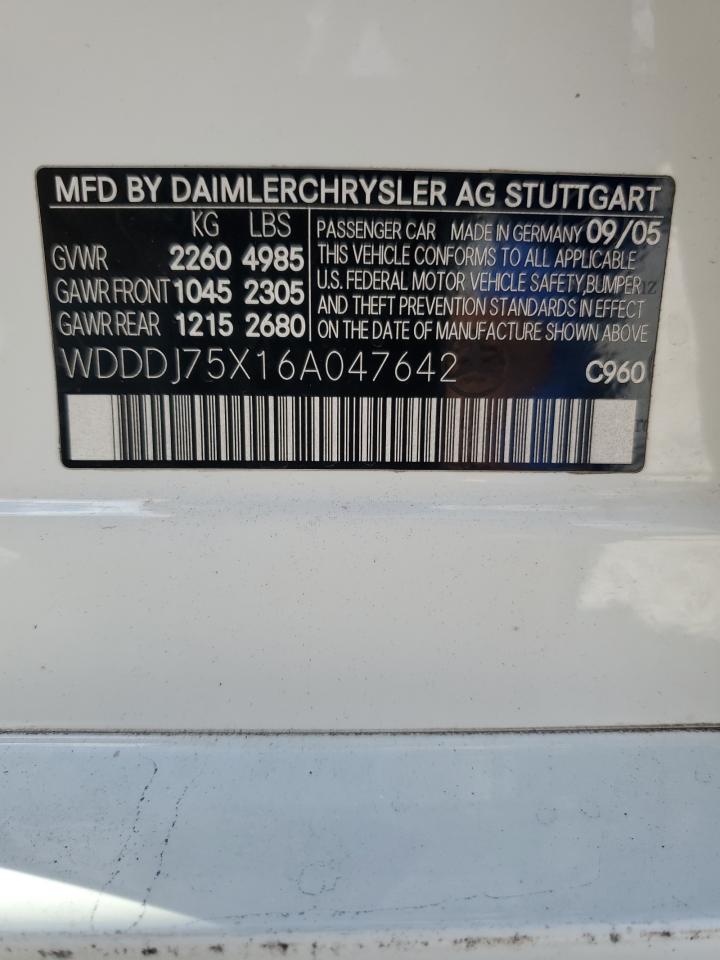 WDDDJ75X16A047642 2006 Mercedes-Benz Cls 500C