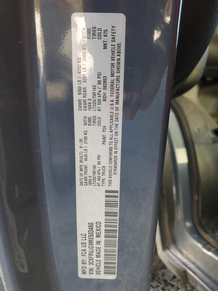 2021 Ram Promaster 3500 3500 High VIN: 3C6FRVJG9ME503460 Lot: 75044794