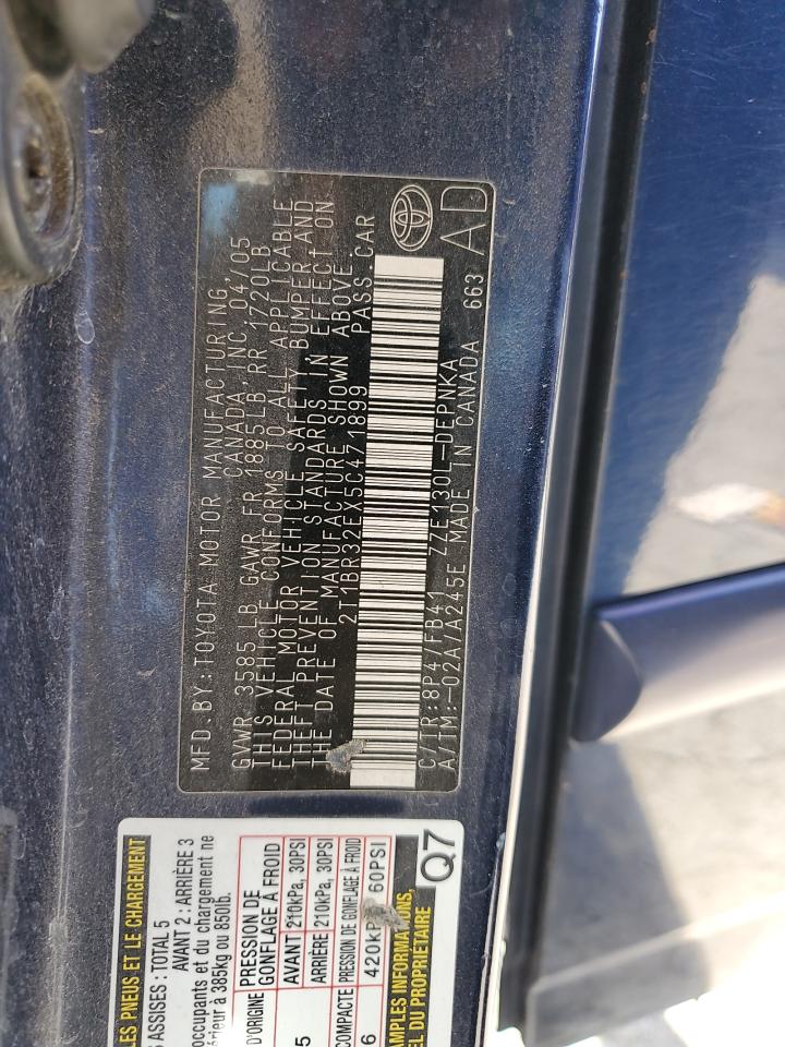 2005 Toyota Corolla Ce VIN: 2T1BR32EX5C471899 Lot: 73743734