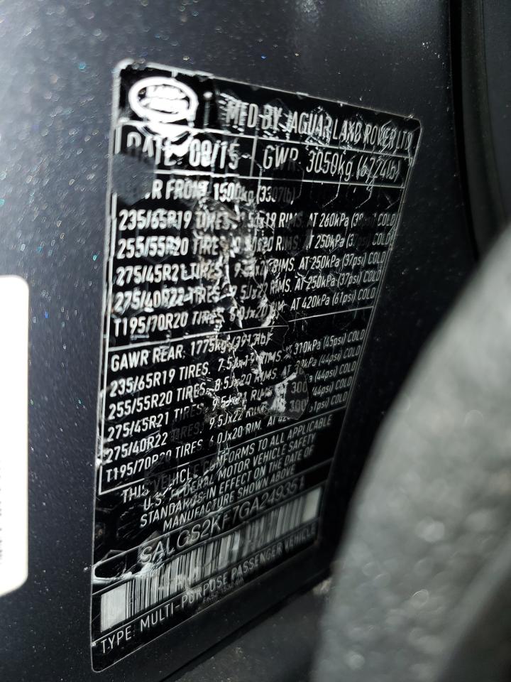 2016 Land Rover Range Rover Hse VIN: SALGS2KF7GA249351 Lot: 76789494