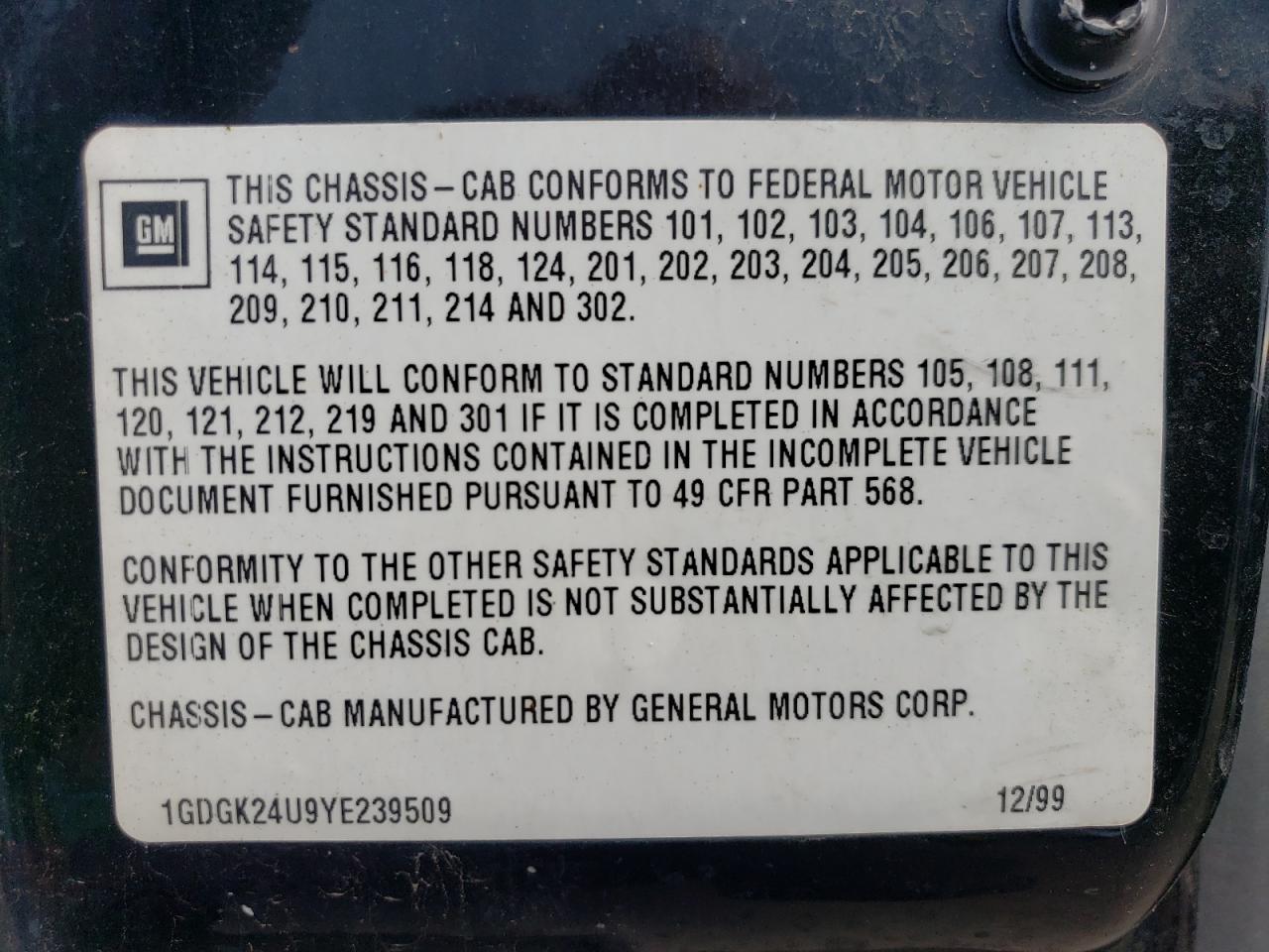 2000 GMC New Sierra K2500 VIN: 1GDGK24U9YE239509 Lot: 73482814