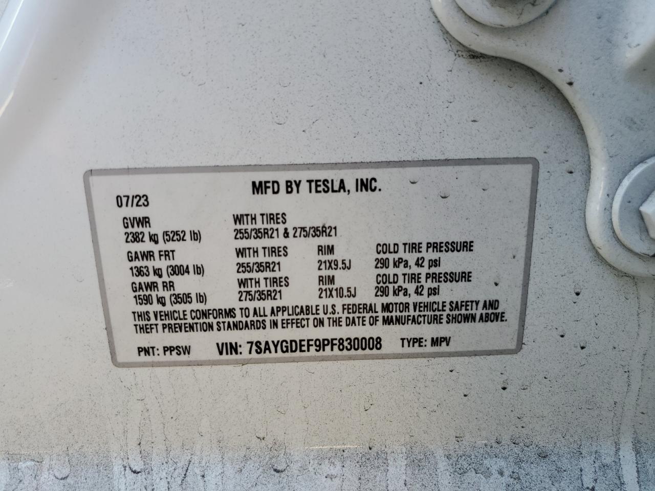 7SAYGDEF9PF830008 2023 Tesla Model Y