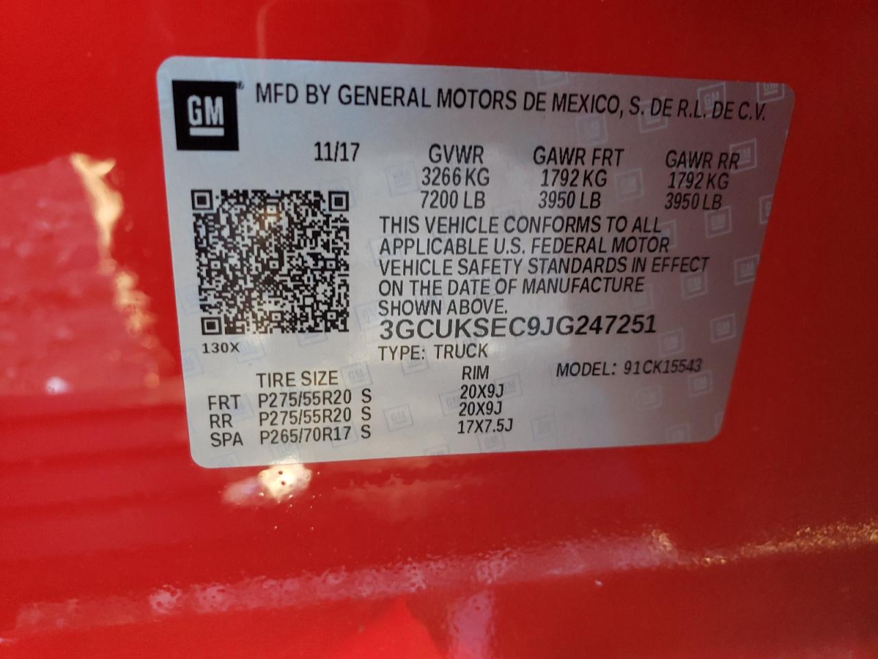 3GCUKSEC9JG247251 2018 Chevrolet Silverado K1500 Ltz