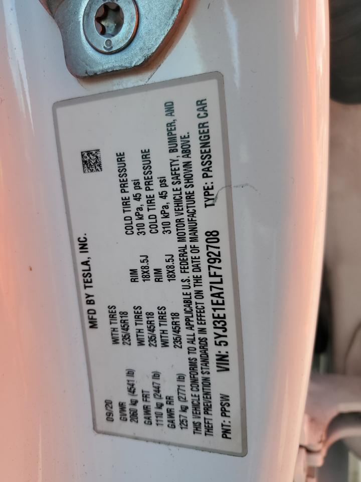 5YJ3E1EA7LF792708 2020 TESLA MODEL 3 - Image 13