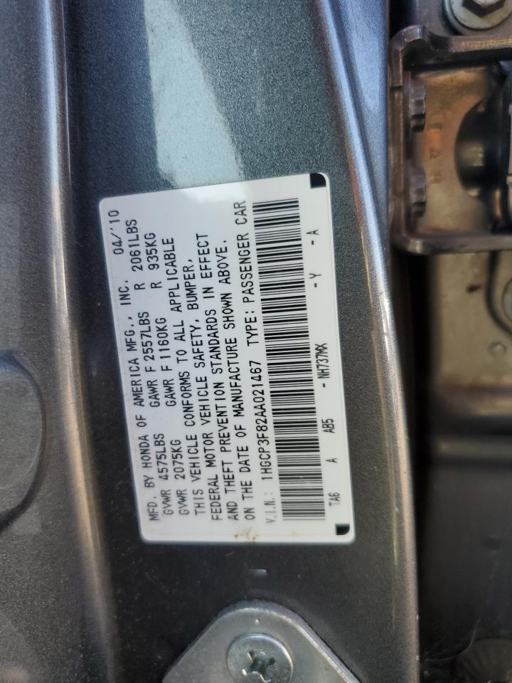 1HGCP3F82AA021467 2010 Honda Accord Exl