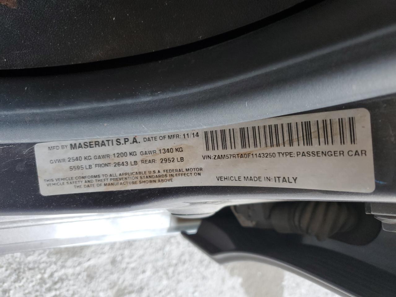 ZAM57RTA0F1143250 2015 Maserati Ghibli S