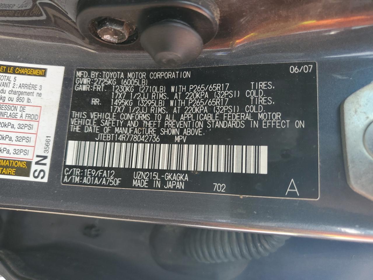 JTEBT14R778042736 2007 Toyota 4Runner Sr5